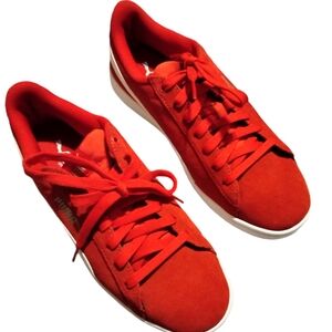 Puma Women's Suede Red/ Puma White Shoes Size 8.5